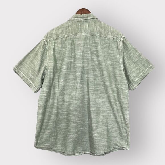 Woolrich Shirt Men XL Green Short Sleeve Cotton Pockets Button Front Collared - Picture 8 of 13